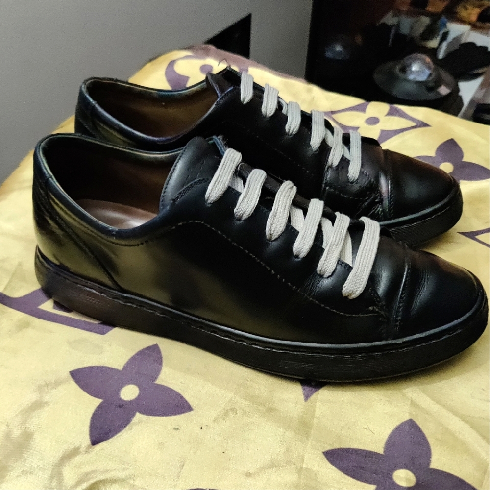 Kiton brown leather dress sneaker